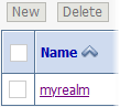 nome myrealm come collegamento nella pagina dei realm di sicurezza della console WebLogic