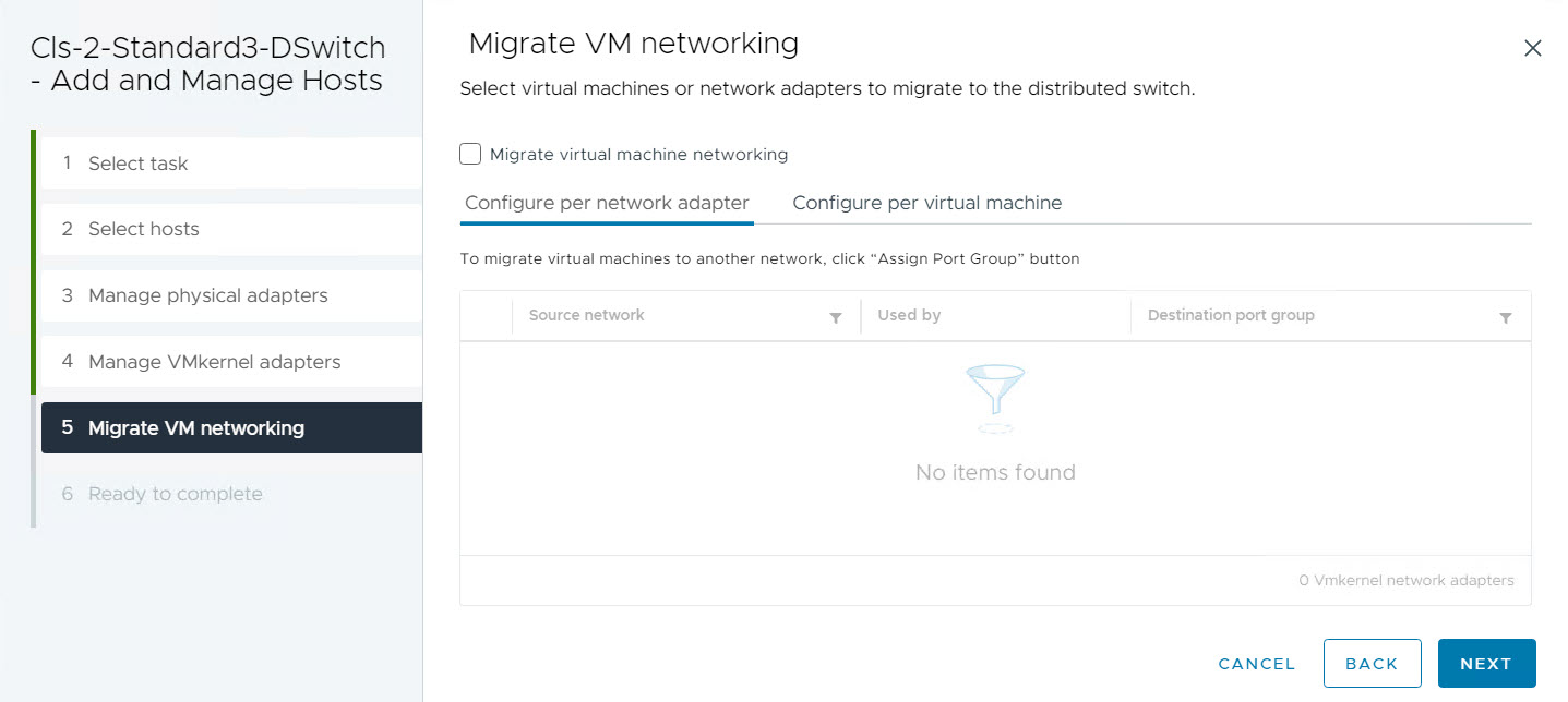 vDS - Migra networking VM