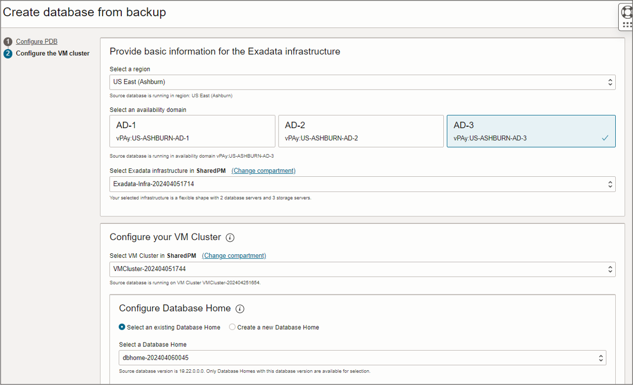 Immagine che mostra come configurare il cluster VM