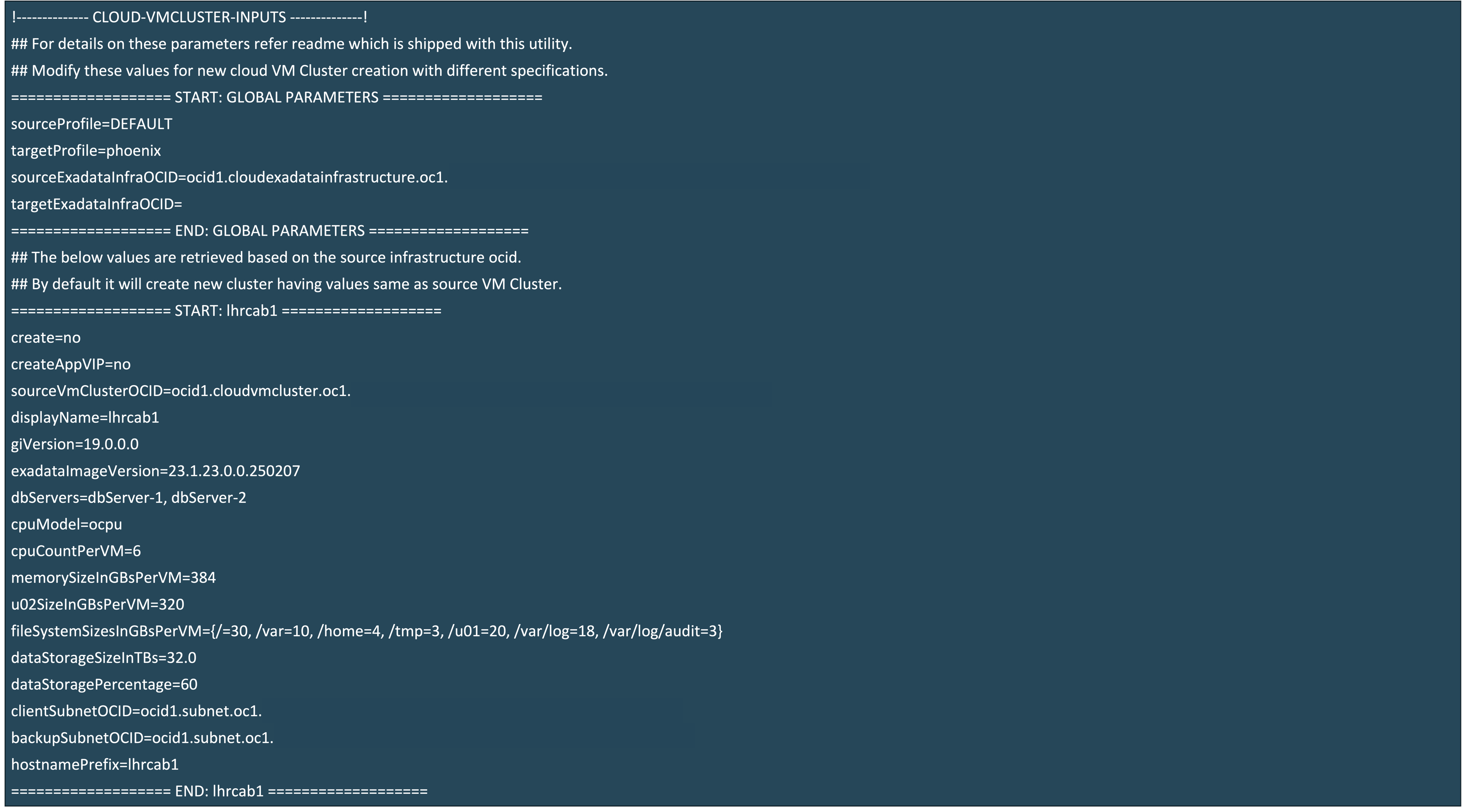 Immagine che mostra il contenuto del cluster VM cloud