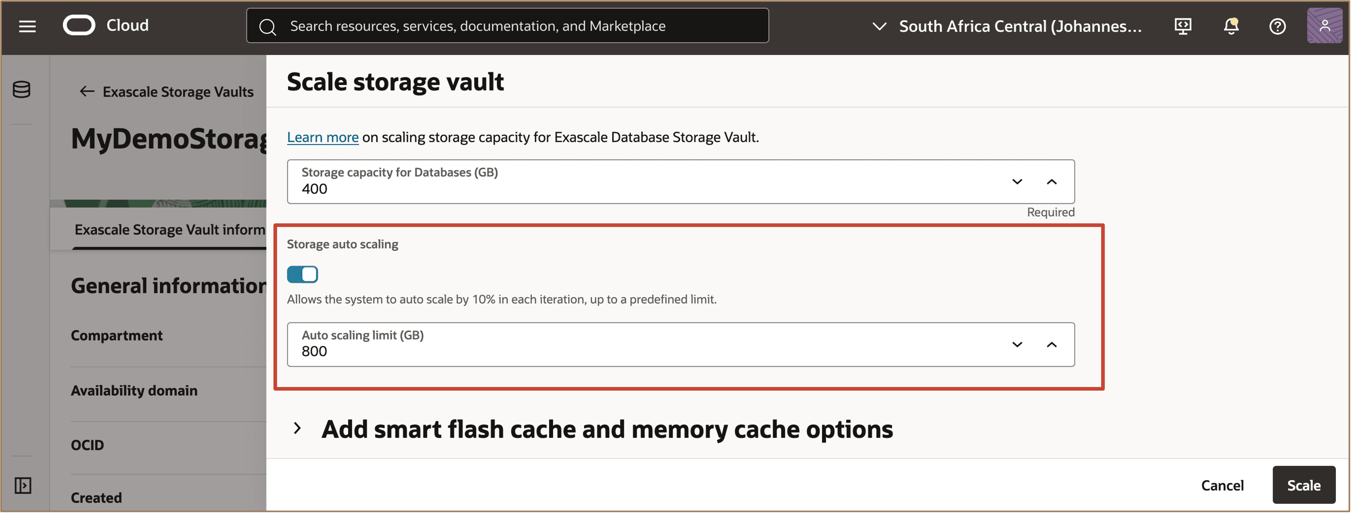 Immagine che mostra il vault dello storage di scala