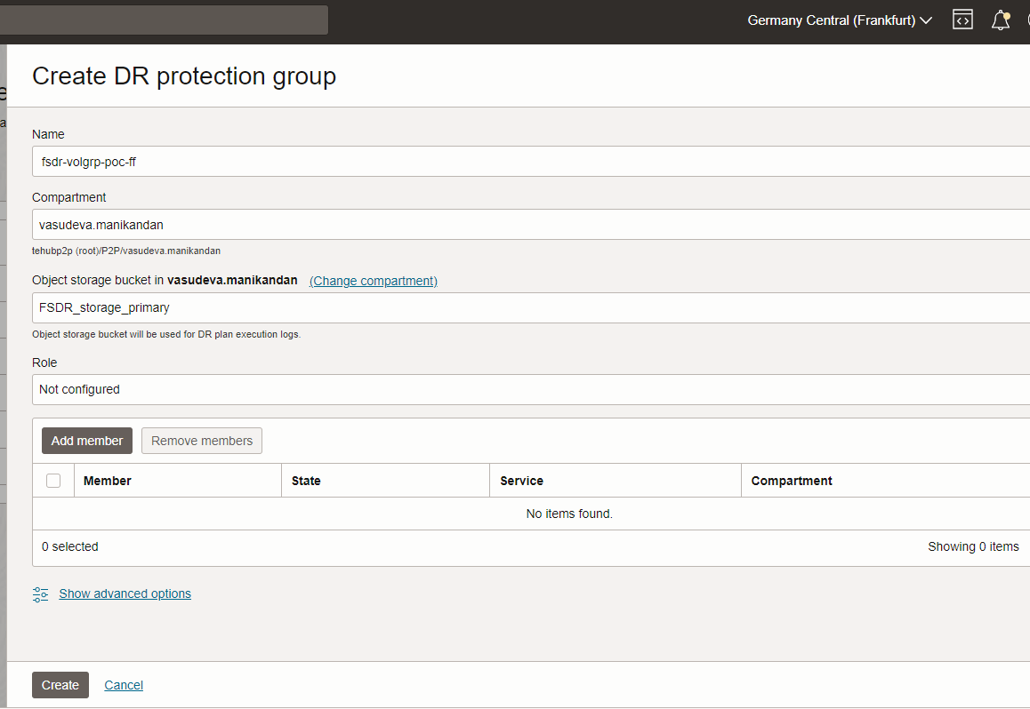 Crea gruppo Disaster Recovery Protection in Ashburn