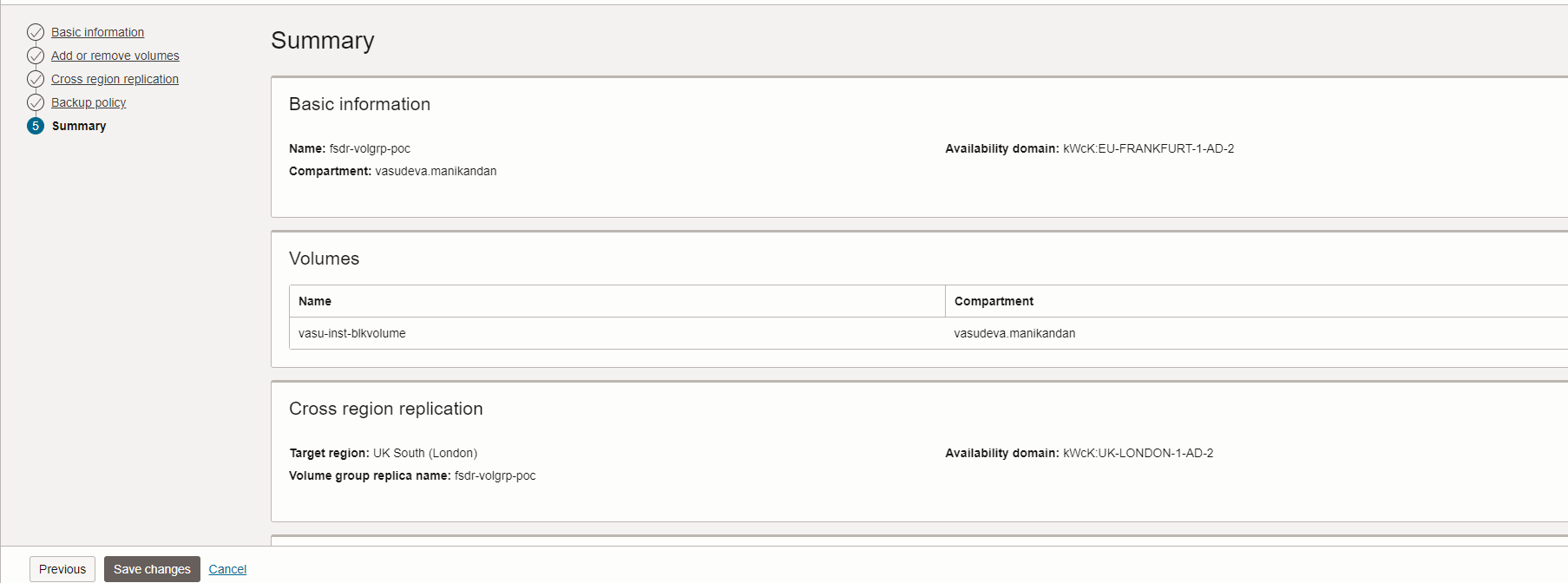 Riepilogo gruppo di volumi
