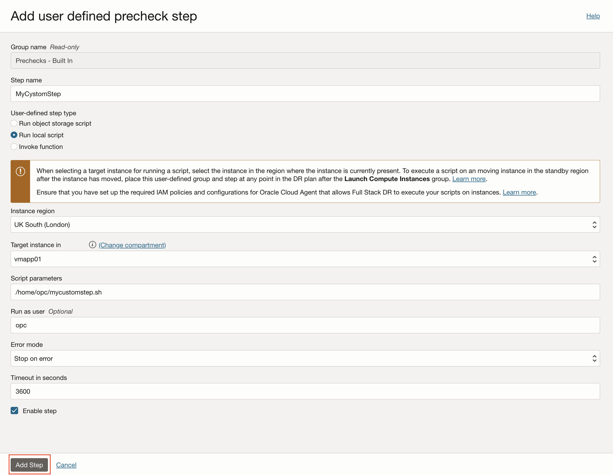 Crea controllo preliminare personalizzato