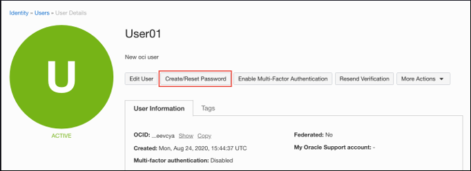 Reimposta password