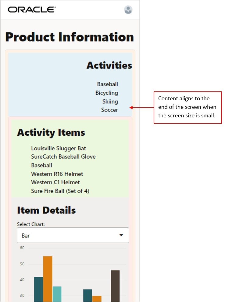 Contenuti contenitore attività allineati a destra Contenuti contenitore attività allineati a destra