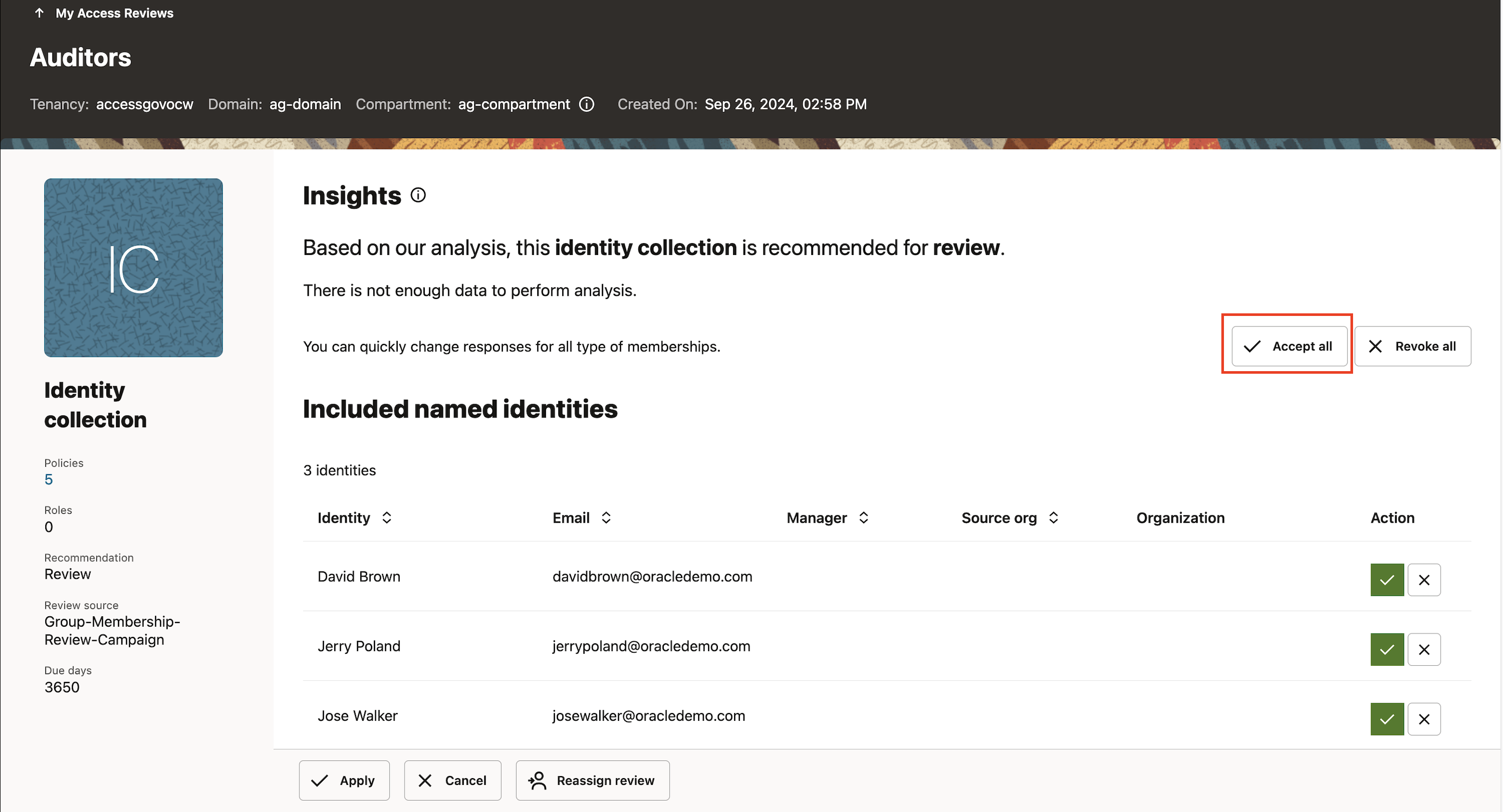 Home page Access Governance