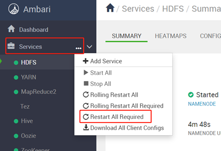 Servizi di avvio Ambari