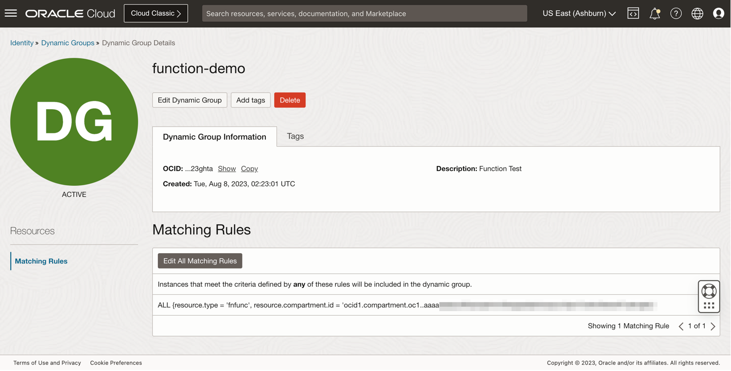 Gruppo dinamico creato