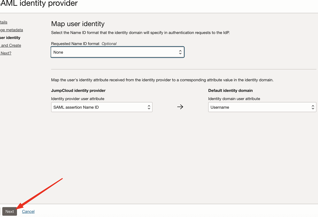 Attributi del provider di identità SAML.