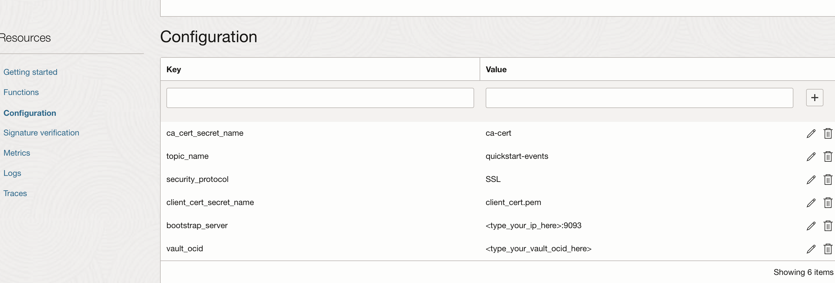 Finestra Crea configurazione funzioni