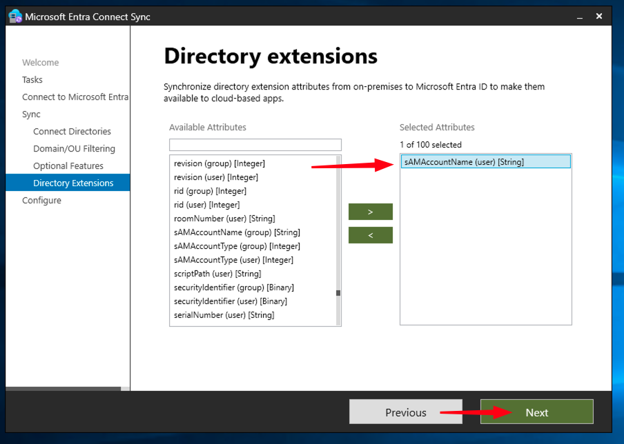 Sincronizzazione attributo estensione directory
