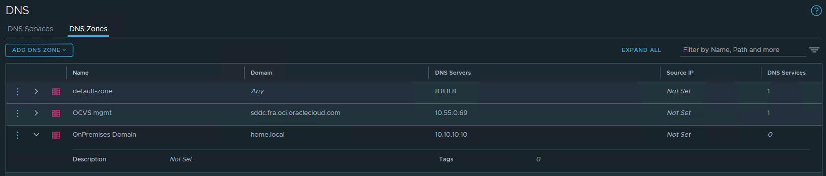 Aggiungere la zona DNS per il dominio on=premise RackWare BYOL RMM