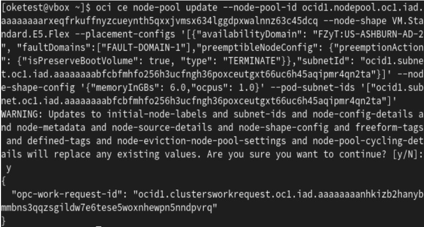 Comando CLI per aggiornare Nodepool su richiesta