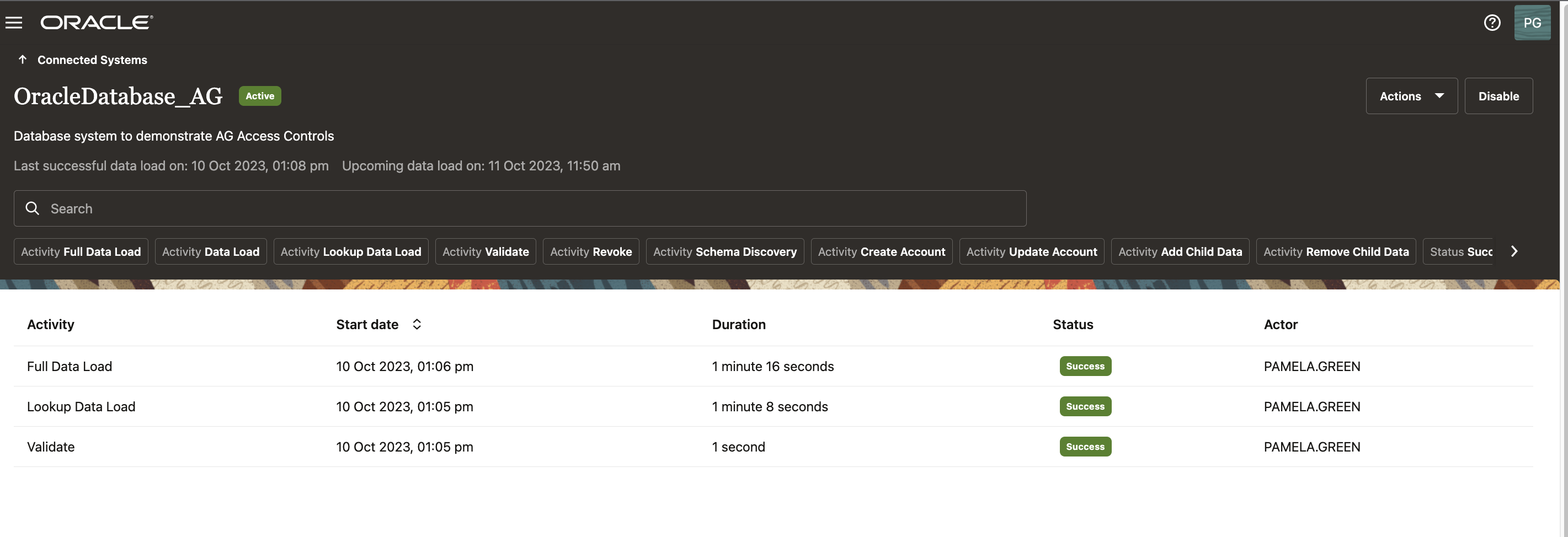 Convalida e caricamento dati del sistema connesso riusciti Convalida e caricamento dati del sistema connesso riusciti
