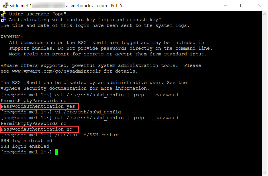 Disabilitare il login basato su password all'host ESXi