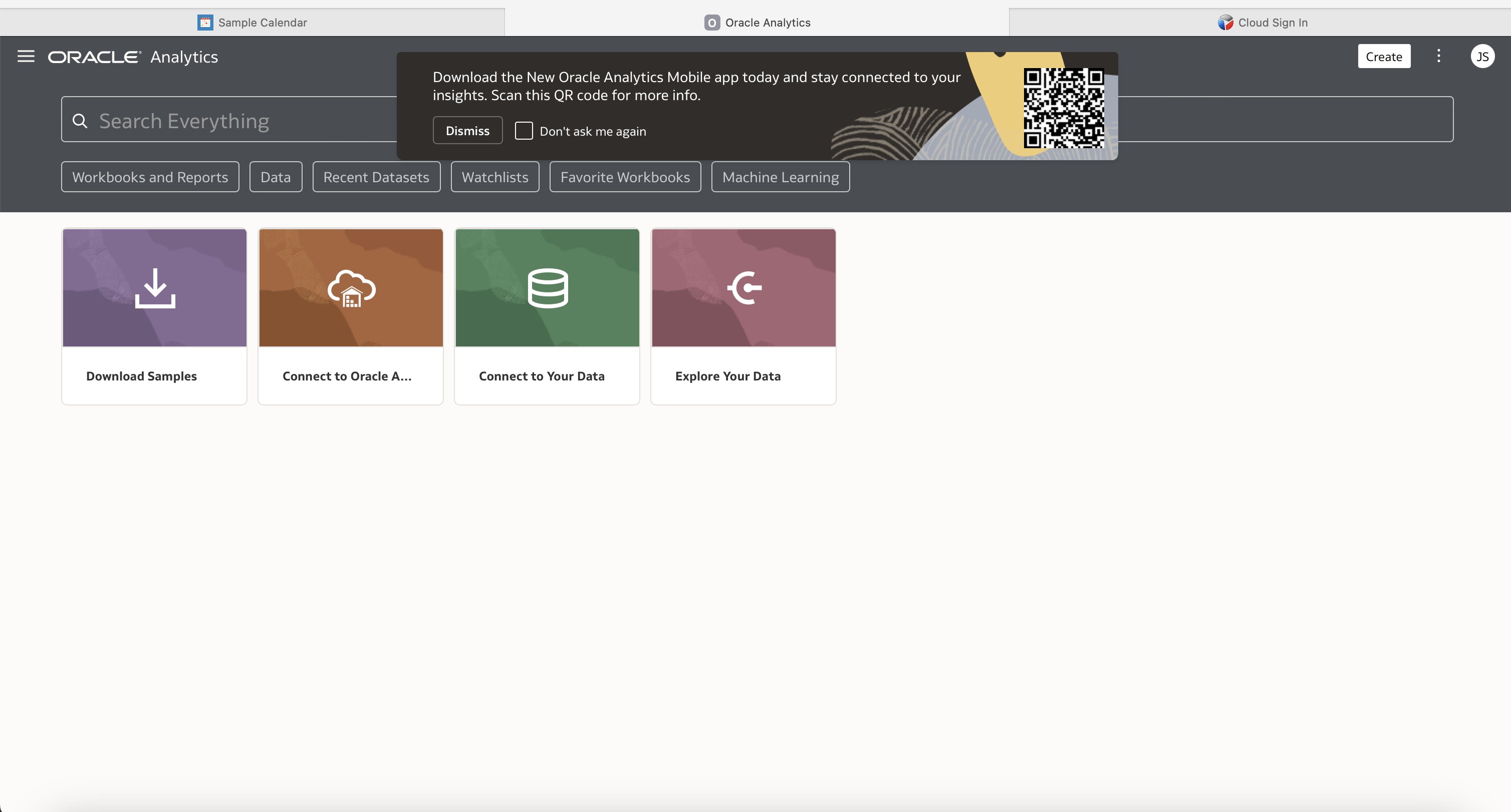 Accesso all'applicazione Oracle Analytics Cloud