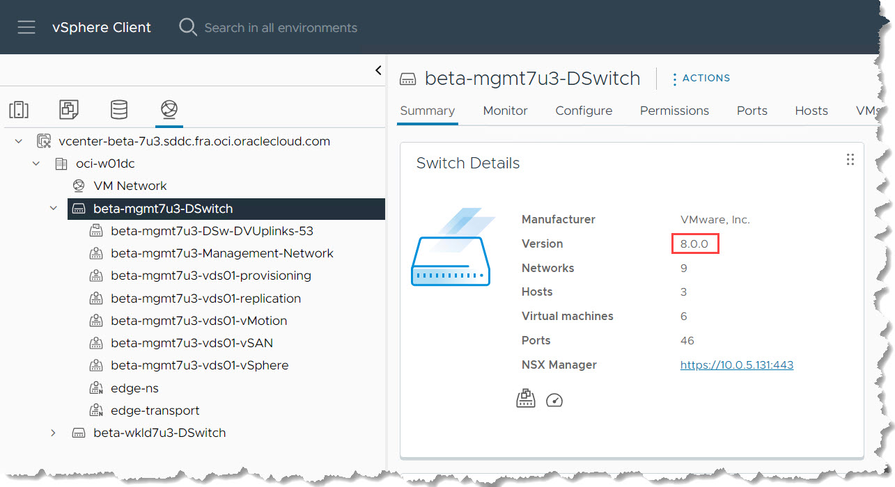 Aggiornamento vDS cluster di gestione completato