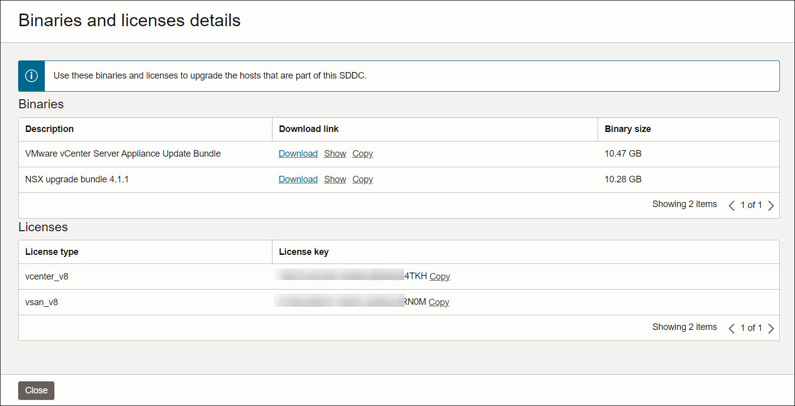 Scarica bundle di software e chiavi di licenza