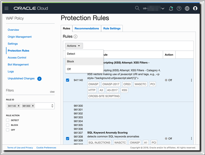 Segue una descrizione di waf-protection-rules.png Segue una descrizione di waf-protection-rules.png