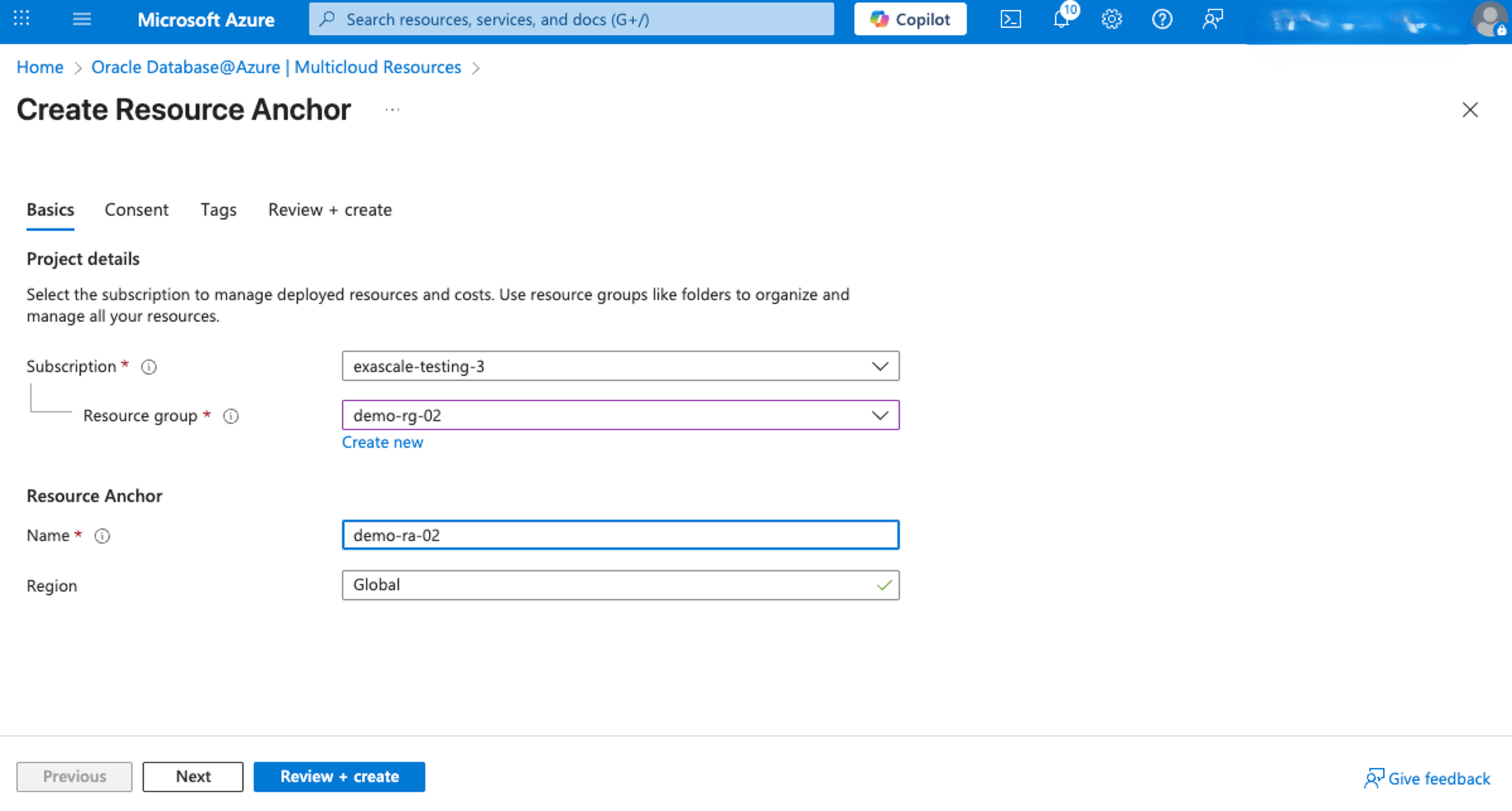 このスクリーンショットは、リソース・アンカーの作成方法を示しています。