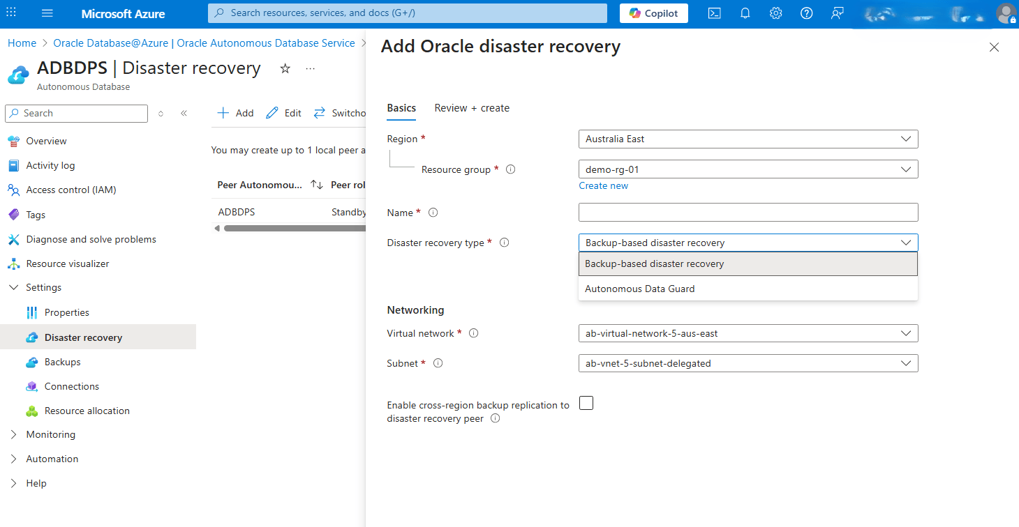 This screenshot shows how to perform disaster recovery. This screenshot shows how to perform disaster recovery.