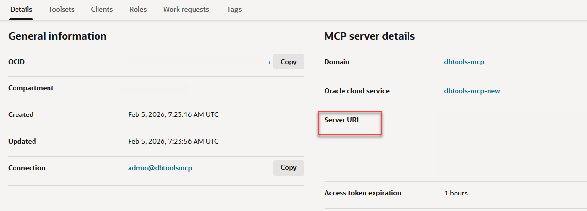 この画像は、MCPサーバーの詳細ページのサーバーURLを示しています。 この画像は、MCPサーバーの詳細ページのサーバーURLを示しています。