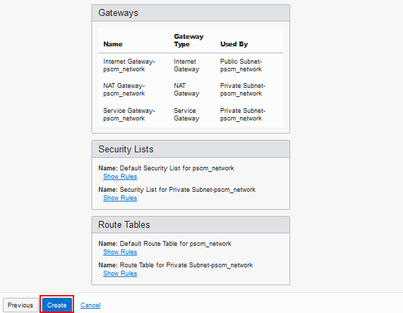 「レビューおよび作成」ページの下部