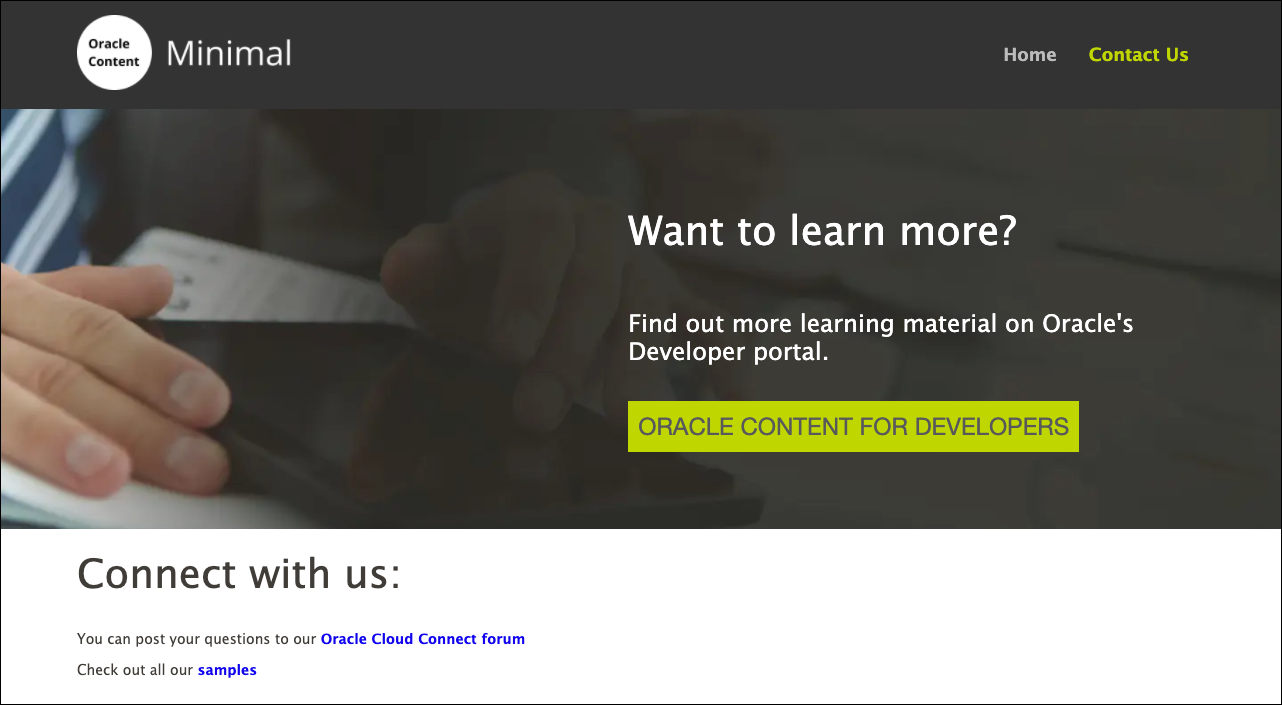 このイメージは、Next.js最小サイトのContact usページを示しています。