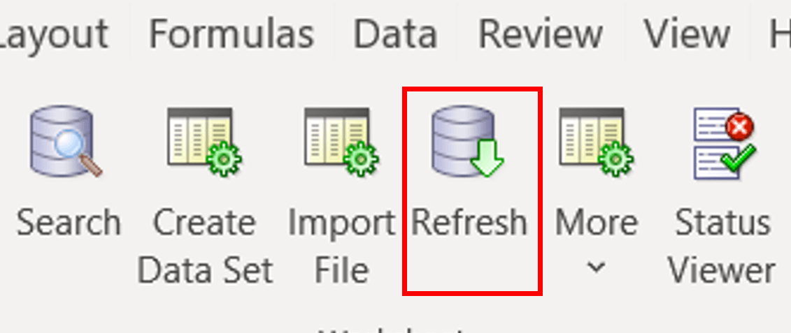 「リフレッシュ」をクリックします。