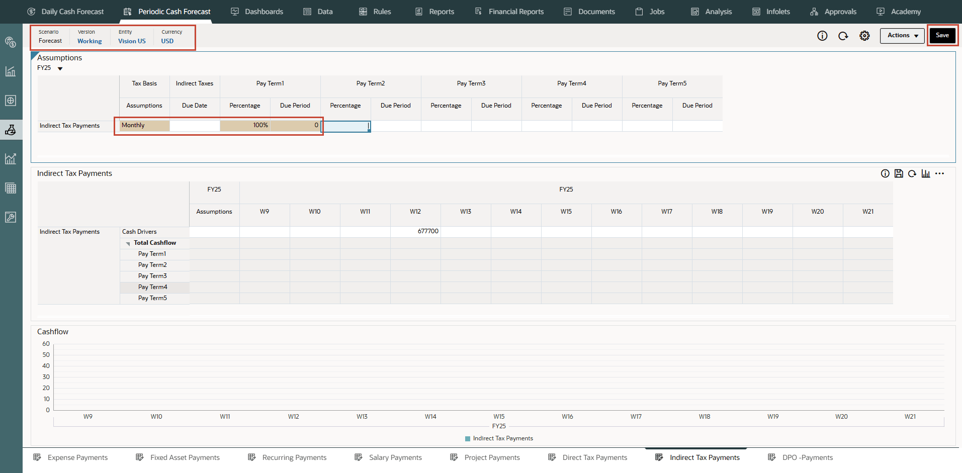 値がある「間接税支払」フォーム