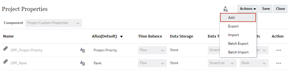 プロジェクトのプロパティ