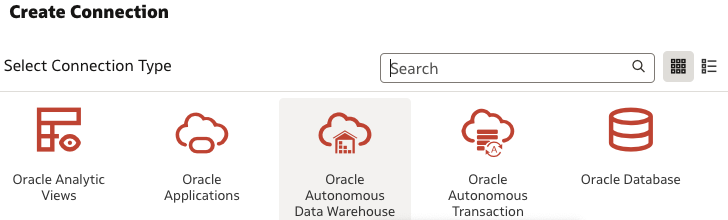Oracle Analytics Cloudの接続タイプ。