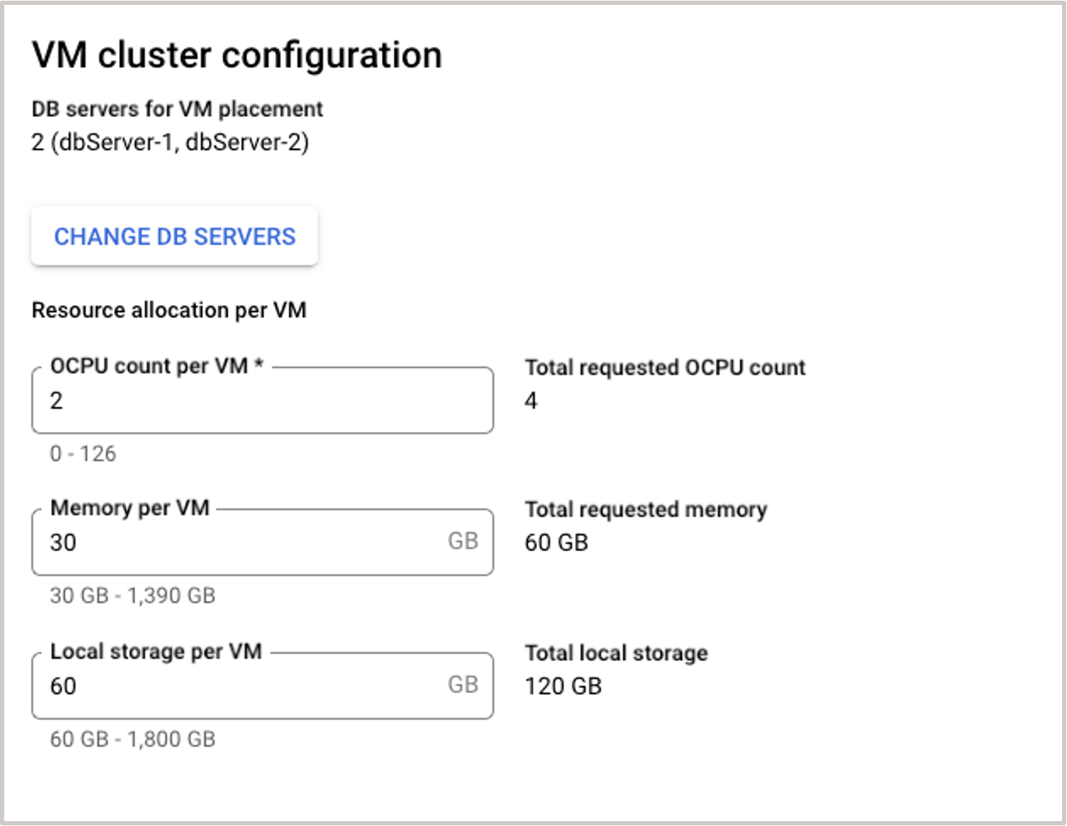 Exadata VMクラスタ構成の作成を示すイメージ