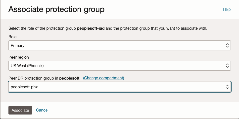 プライマリおよびスタンバイの関連付け