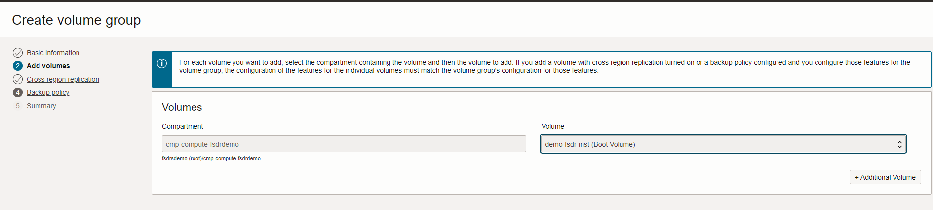 AD1でブート・ボリュームを選択します アッシュバーンのブート・ボリュームの選択