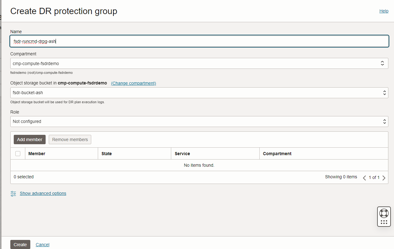 プライマリのDRPG アッシュバーンでのディザスタ・リカバリ保護グループの作成