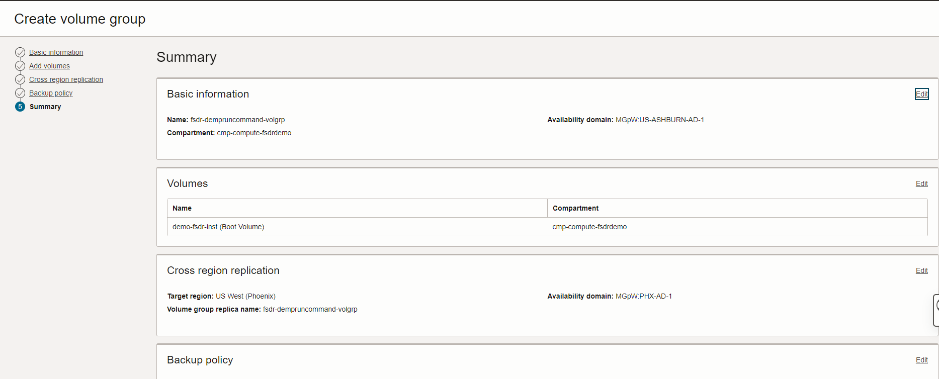 ボリューム・グループ・サマリー ボリューム・グループ・サマリー