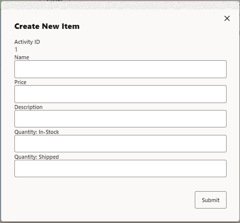 「Create New Item」ダイアログ。 「Create New Item」ダイアログ。