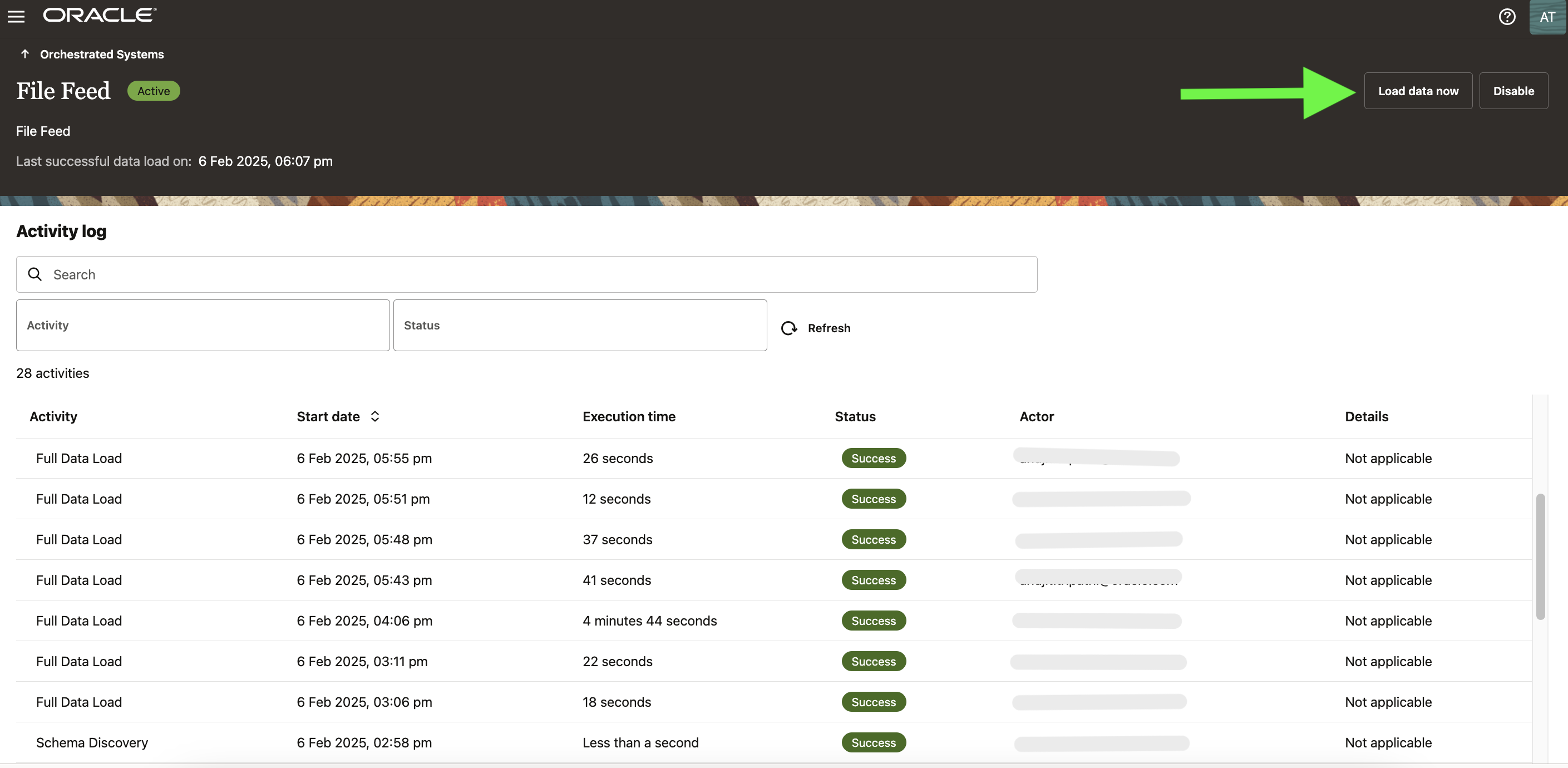 データ・ロードの実行