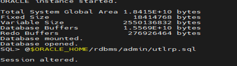 システムのDBターゲットの起動