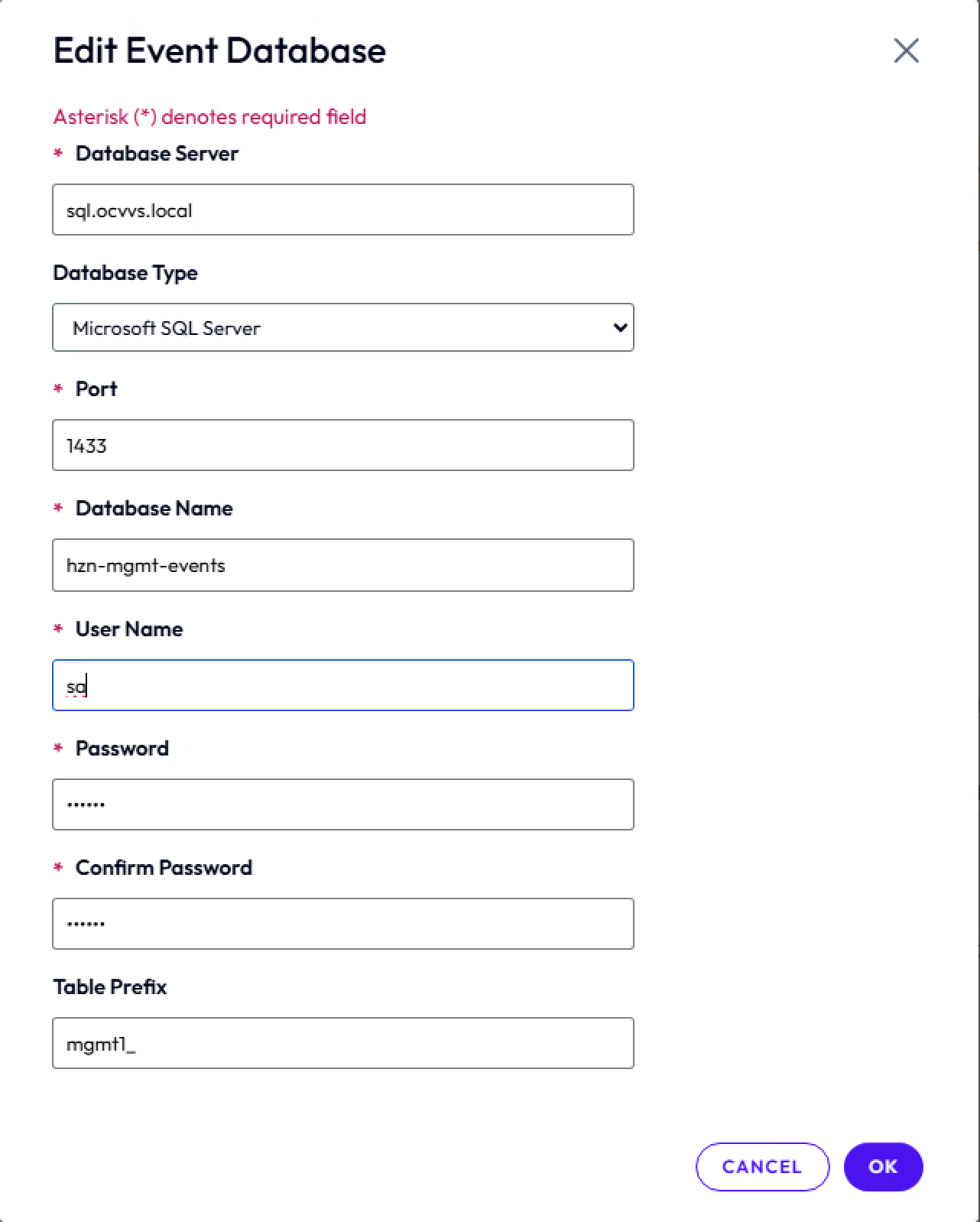 Microsoft SQL Serverを使用したイベント・データベース