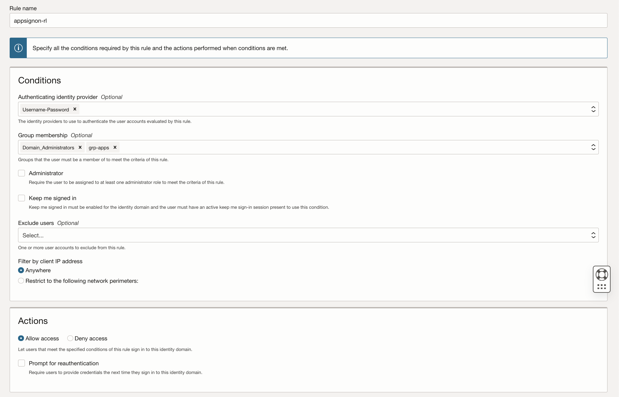 OCIでのOracle Analytics CloudおよびAPEXアプリケーションのサインオン・ポリシーの構成