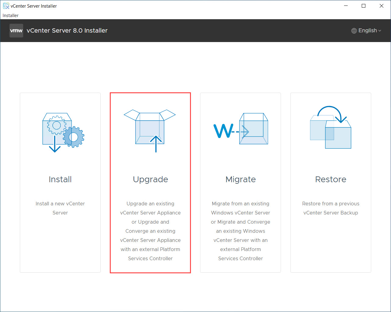 vCenterアップグレードの開始
