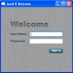 Login application with stylized background and text.