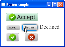 Buttons with graphical icons and text captions
