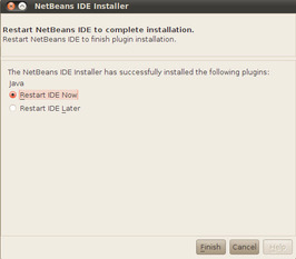 Restart IDE Now radio button is on. Click the Finish button.