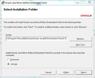 Dialog box with a Browse button to allow the user to search for the desired installation folder. Then a Next button to continue.