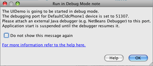 run in debug mode note for Mac