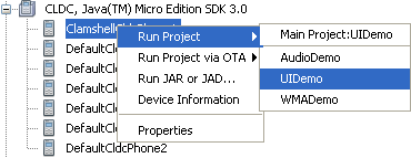 run project from device manager context menu
